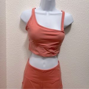 Zella blush neon top and legging with side pockets size small